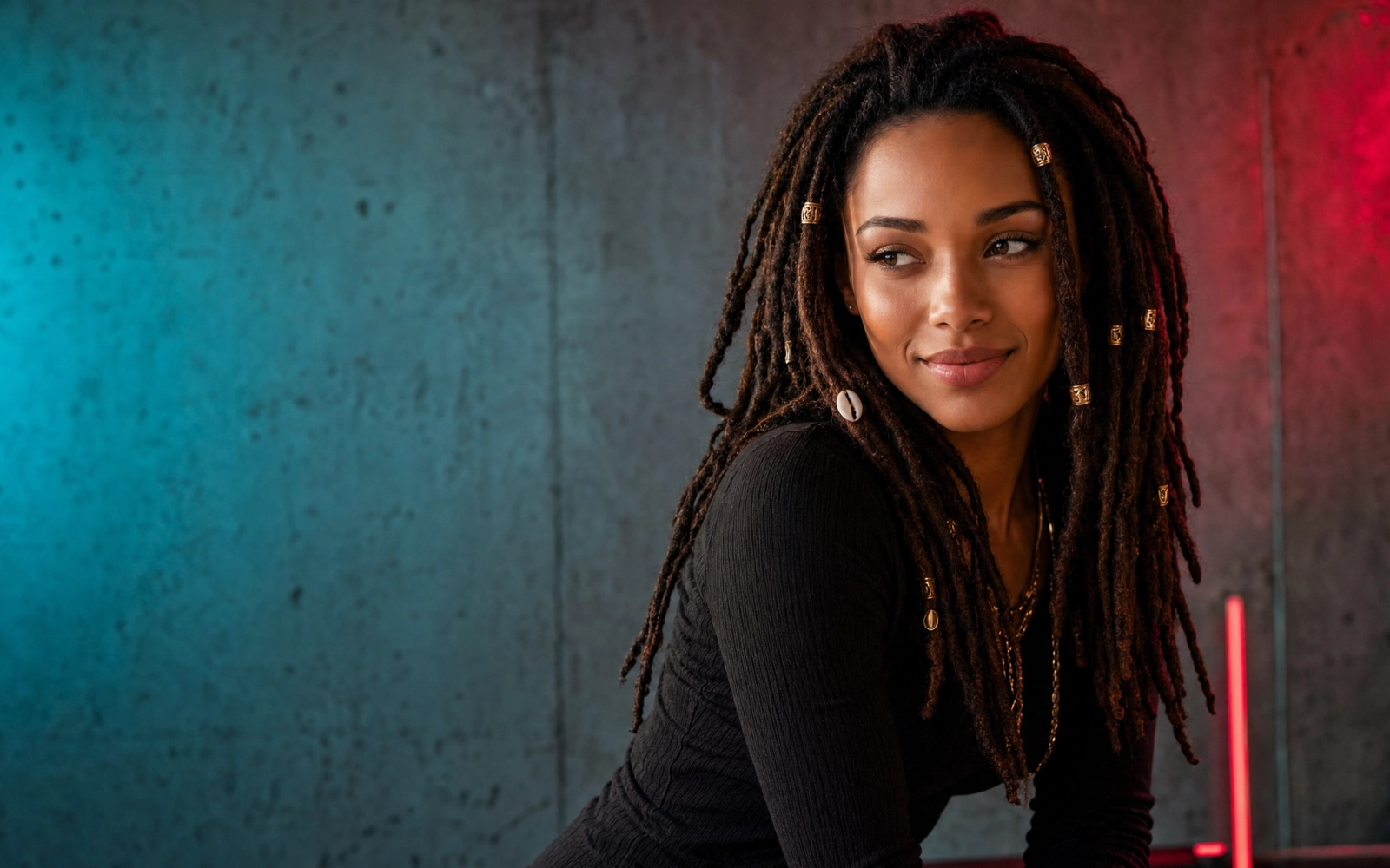 Yamara on the dark set of Dead Yet Studio