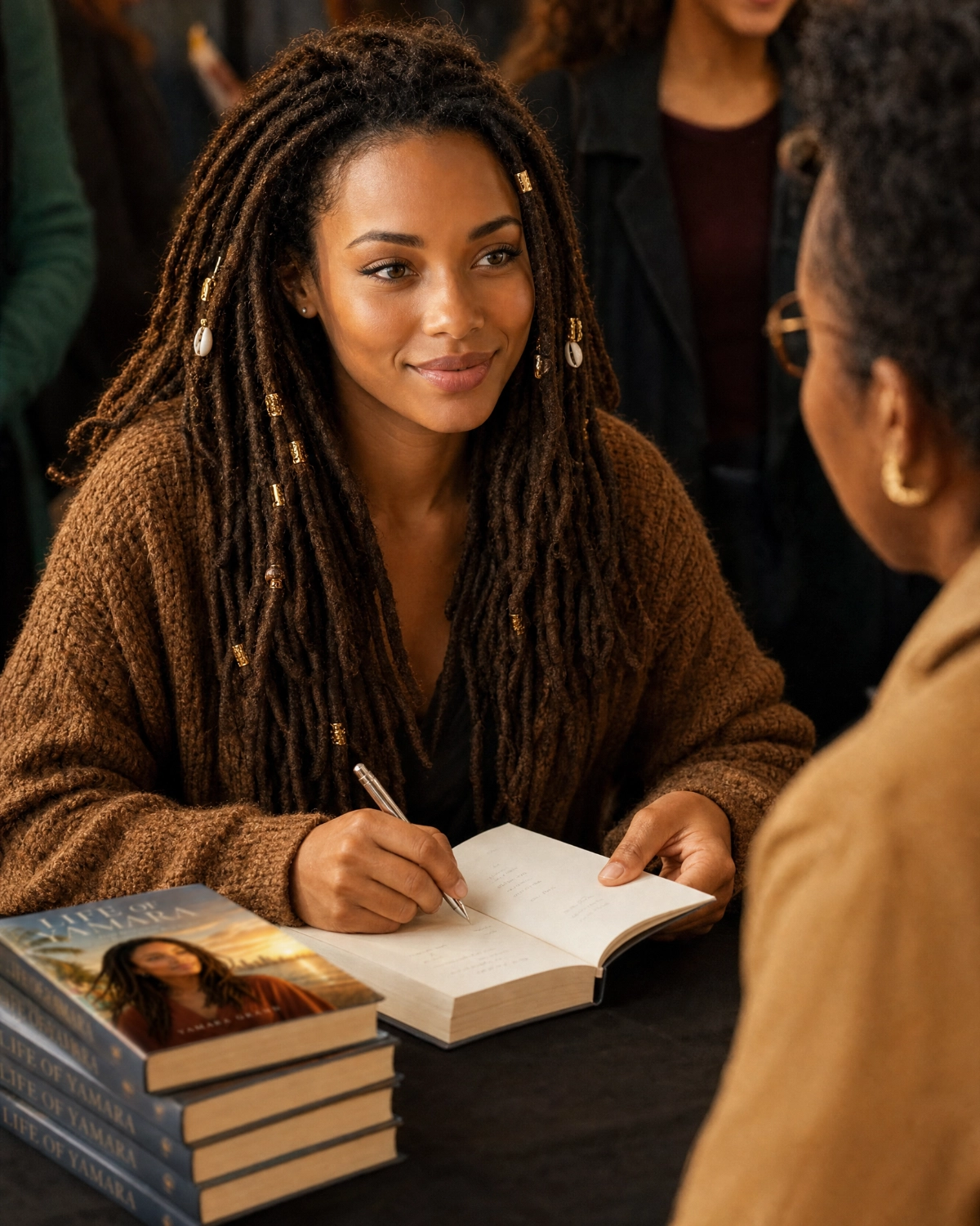 Yamara at a book signing
