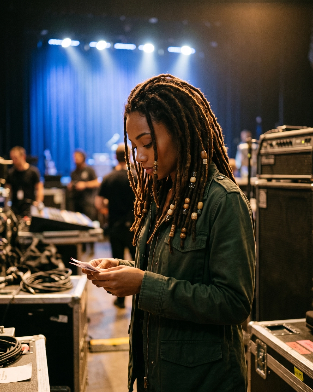 Yamara backstage before an event